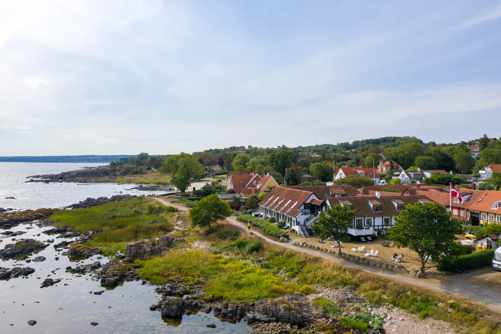 Allinge Badehotel aerial view Bornholm coastline Denmark