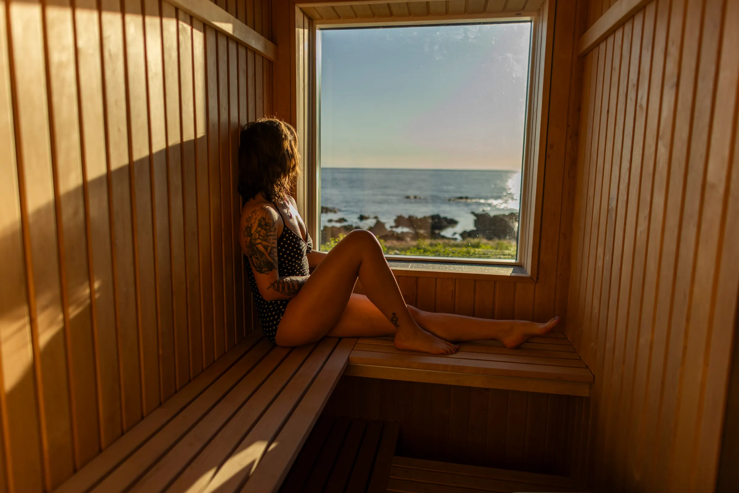 Sauna med udsigt over Østersøen på Allinge Badehotel